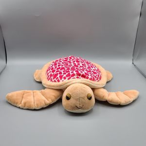 Star Turtle Tracks Pink White Brown Sea Turtle Puppet Plush Toy With Pocket